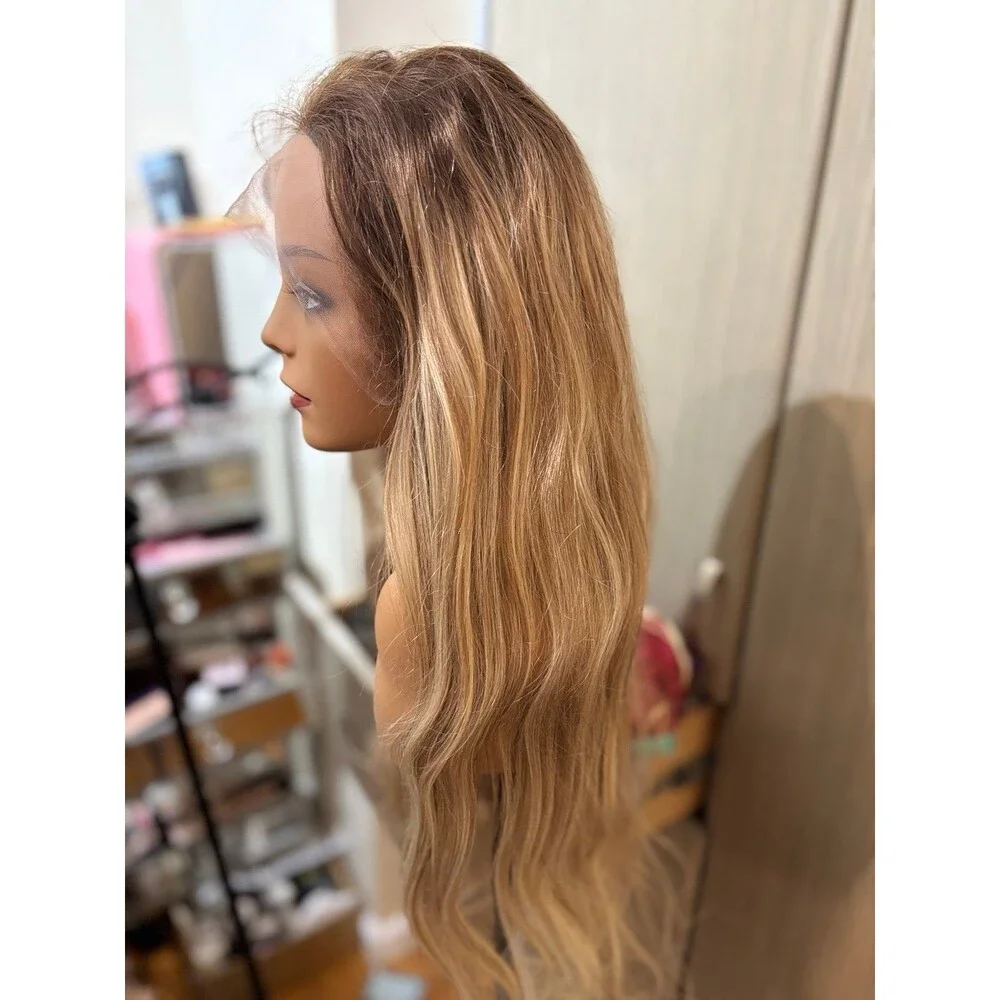 100% Remy Human hair wig 30” Swiss lace front rooted beige blond size medium New - Picture 4 of 9